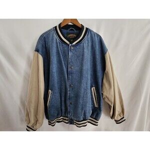 Vintage Cambridge Classics Denim Jean Jacket Varsity Collared Full Snap XL TG